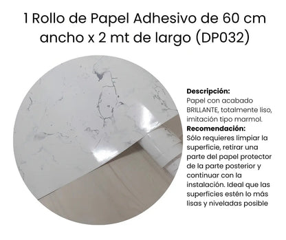 Papel Adhesivo Tipo Mármol 60cm x 2metros